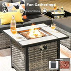 ovios 10 Pieces Patio Furniture Set, Outdoor Wicker Sectional Sofa with 30" Fire Pit Table Swivel Chairs, Modern Modular Deep Seat Rattan Couch Conversation Sets, Black