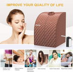 Giantex Portable Steam Sauna, Personal Therapeutic Sauna for Detox, Temperature & Timer Adjustable, 800W Sauna Box Spa w/Chair, 3L Steamer,Massage Roller,Mat,Remote Control, Home Sauna Tent (Coffee)