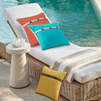 Outdoor Sunbrella Decorative Pillows with Triple Coconut Buttons Pack of 4, 18" x 18" Outdoor Pillow Set for Couch Bed Throw Patio Sofa, Spectrum Daffodil/Canvas Cocoa