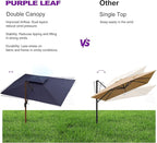 PURPLE LEAF 9ft Patio Umbrella Outdoor Square Umbrellas Large Cantilever Umbrella Windproof Offset Umbrellas Heavy Duty Sun Umbrella for Garden Deck Pool Patio, Navy Blue
