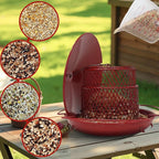 Bird Feeders for Outdoors, Hanging Metal Bird Feeder with 4.5LB Large Capacity, Red Wrought Iron Feeder,Sturdy & Weatherproof, Easy to Clean & Refill, Great for Attracting Wild Birds