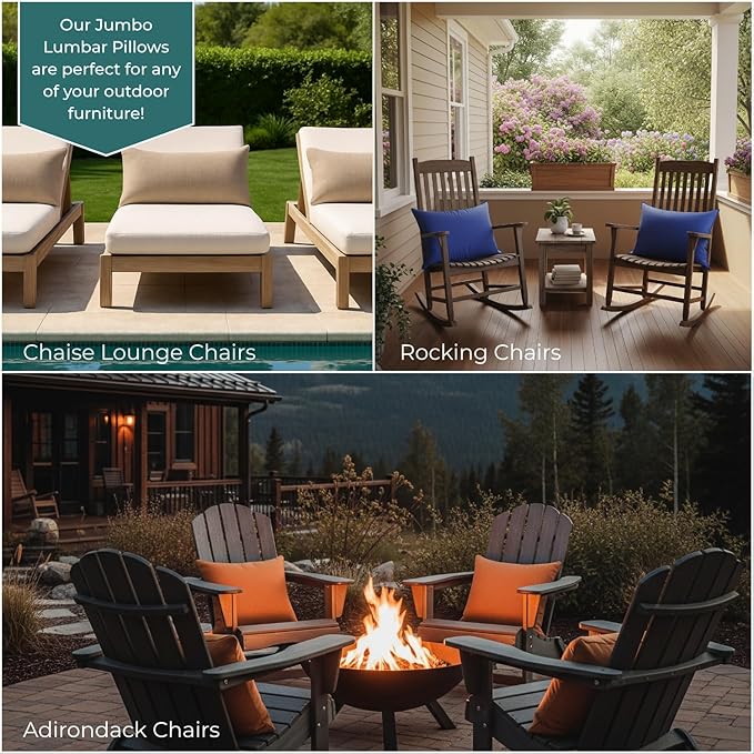 RSH DECOR: Sunbrella Pillow Covers Set of 2 | Covers Only - 26" x 16" | Outdoor Lumbar Pillow Covers Crafted with Sunbrella Performance Fabric | Canvas Melon