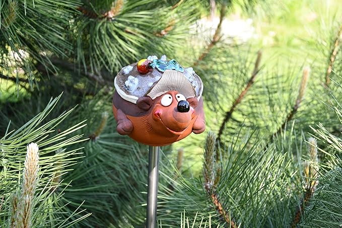 Ceramic Garden Decor - Hedgehog Lawn stake - Outdoor statue - Perfect, unique gifts for gardeners woman, men, yard gifts - Handmade, Frostproof
