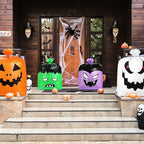 Qilery 12 Pcs Halloween Leaf Lawn Bags Plastic Pumpkin Trash Bags for Leaves with Twist Ties for Halloween Yard Garden Outdoor Party Favors Decorations