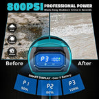 Cordless Pressure Washer Compatible with Makita Battery, Ecarke 800 PSI Portable Handheld Power Washer with 6-in-1 Nozzle Foam Cannon for Car Floor Cleaning Brushless Motor 2 Battery&Charger