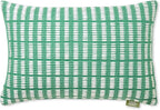 TOWN & COUNTRY TERRA Alara Textured Geo Stripe Handcrafted Indoor Outdoor Decorative Pillow, 100% Recycled Materials, UV Fade Resistant, Water Repellent, Green/Ivory, 14"x20"