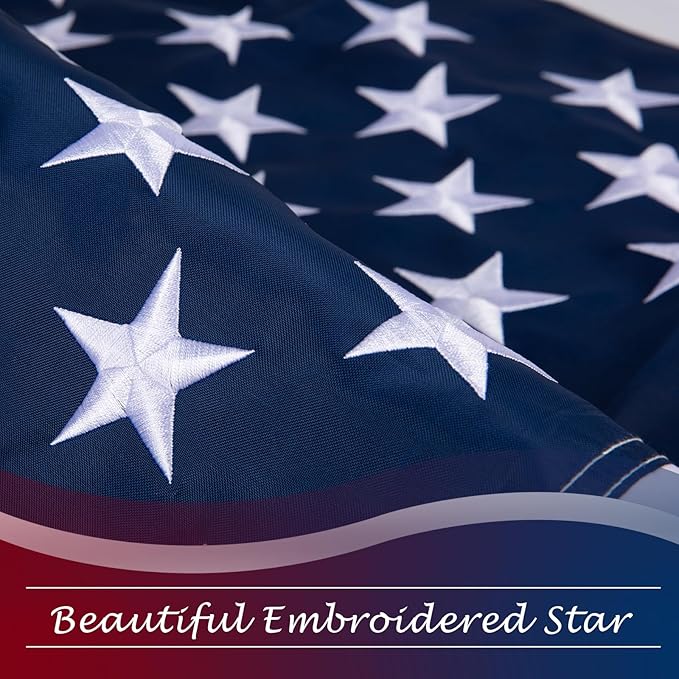 2.5 x 4 American Flag for Outside, Heavy Duty Outdoor, All Weather, Embroidered Stars with Brass Grommetss (USA Flag 2.5X4 FT)