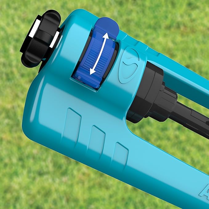 Aqua Joe SJI-OMS16 Indestructible Oscillating Sprinkler with Adjustable Spray and Metal Base, 3600 Sq. Ft. Coverage Max, 70-Foot Spray Distance Max, and 37.8-Foot Spray Width Max