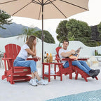 SERWALL Folding Adirondack Chair Footstools Set of 2, Adirondack Ottomans Without Assembly, Red