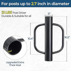 Fence Post Driver, 12LBS Fence Post Driver with Handle, 2.7 inch Inner Diameter Hand Post Pounder, Heavy Duty T Post Rammer Driver Tool for Wooden Post U Channel Fence Post Metal Post, Black 17 Inch