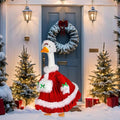 Suzile Christmas Mrs. Claus Goose Outfit Dresses Clothes for 23" High Cement or Plastic Porch Goose Costume for Yard Lawn Outdoor Garden Patio Statue Xmas Santa Holiday Decor