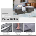 Wicker Outdoor Conversation Set-6 Pieces Outdoor Wicker High Back Couch with Swivel Rocker Chairs Patio Furniture for Deck Poolside Backyard-Brown/Grey
