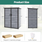 Vertical Outdoor Storage Shed with Floor, 56.8 Cu.Ft Resin Tool Cabinet with Lockable Doors, Waterproof Garden Storage Shed for Patio, Backyard & Garage Organization (Dark Gray)