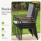 Sophia & William Patio Dining Set for 8, Lightweight Aluminum Outdoor Dining Chairs and Large Square Metal Table, Stackable Chairs and Easy to Move for Lawn Garden Yard (Grey)