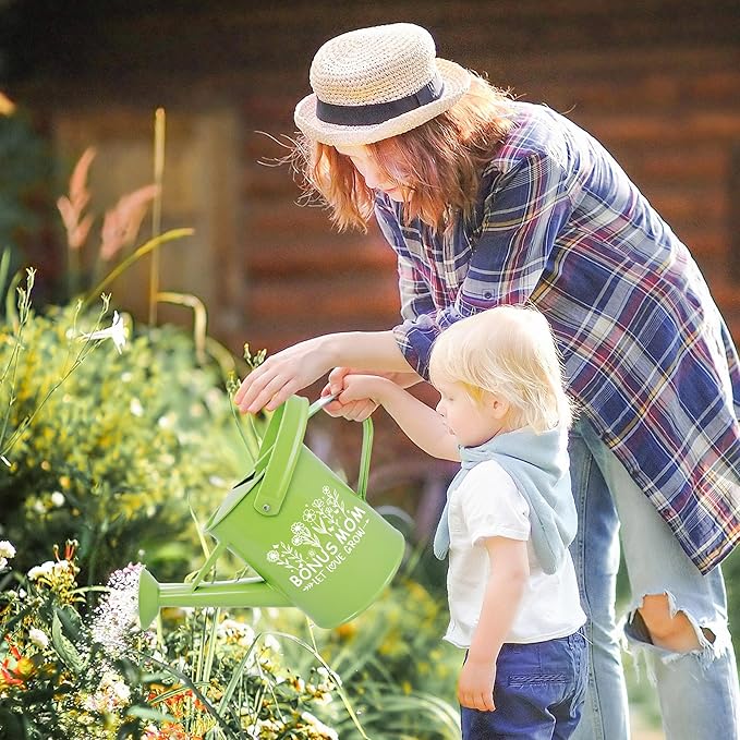 Bonus Mom Gifts, Garden Kit Bonus Mom Gifts from Bonus Daughter Floral Gardening Tools and Durable Garden Tools Organizer Tote, Gardening Set for Women on Birthday Plant Lover Present