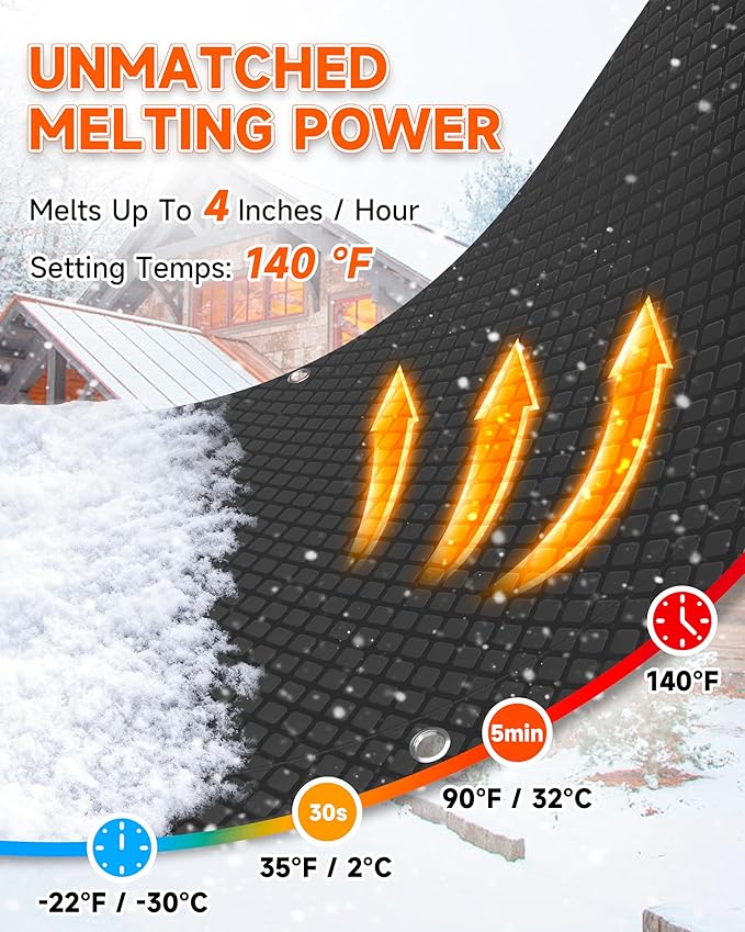 24" x 72" Heated Snow Melting Mat for Walkways – Graphene 2.0 Fast Melt, Connectable & Non-Slip Outdoor Snow Melt Mat