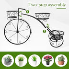 Sorbus Tricycle Plant Stand - Flower Pot Cart Holder - Ideal for Home, Garden, Patio - Great Gift for Plant Lovers, Housewarming, Mother’s Day - Parisian Style (Black)