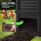 MoNiBloom 80 Gallon Large Compost Bin, BPA Free Outdoor Composting Tumblers for Garden Patio, All-Season Fast Working Rotating Chamber Composters for Garden Patio w/Sliding Door