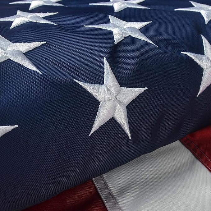 American Flag 8x10 Ft, Large American Flags for Outside, US USA Flag, Vivid Color, Sewn Stripes, Brass Grommets, Embroidered Stars, Perfect for Indoor/Outdoor High Wind Use