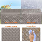 New 100 GallonOutdoor Storage Box,Resin Deck Boxes Waterproof, IndoorOutdoor Bin for Package Delivery, Patio Cushions, Gardening Tools, Lockable, UV Resistant