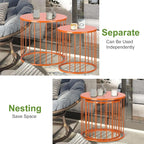 SUNNYPARK Outdoor Side Table Set of 2, Metal Circle Accent End Tables for Balcony Backyard Garden Indoor Living Room, Durable Black Nesting Coffee Tables, 20”+16” Dia
