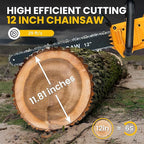 12 Inch Cordless Chainsaw Compatible with DeWalt 20V MAX, 1200W Brushless Motor, Auto Lubrication, Security Lock, Handheld Electric Chainsaw for Tree Trimming (Battery Not Included)