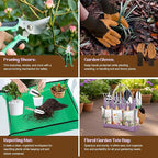 Gardening Tools Set 9-Piece Heavy-Duty Gardening Gifts for Women Mom Wife Gardening Hand Tools with Purple Floral Tote Bag and Repotting Mat, halilus Stainless Steel Garden Supplies Kit