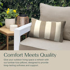 Honeycomb Outdoor Lumbar Pillow 2-Pack, 22 x 12, Cabana Stripe Tan Throw Pillows for Patio Furniture