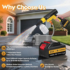 Cordless Pressure Washer Gun, 1885PSI Portable Battery Power Washer, Electric Pressure Washer Handheld Brushless High Pressure washers with 6-in-1 Nozzle&2 Battery&5m Hose Cordless Jet Washers