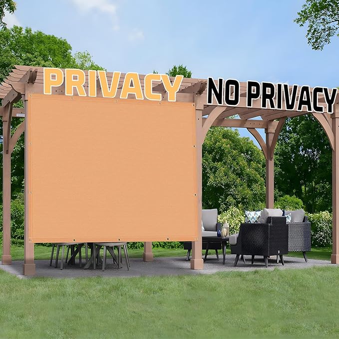 SUNNY GUARD Shade Cloth Custom Size 14x14 FT Sun Shade Screen Fabric Shade Cover Tarp with Grommets for Pergola Backyard Garden, Peach Fuzz(We Customized)