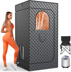 XL Portable Steam Sauna for Home - 2000W Box w/ 3L Tank, Folding Chair, Fast Setup Indoor Saunas for Muscle Relief & Detox, Compact Home Sauna Spa for Family Relaxation