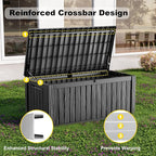 ROJIK 120 Gallon Outdoor Storage Box Waterproof - Patio Furniture Outside Deck Box, Garden Tools, Cushions, Pool Accessories Storage Bench with Lockable Lid and Side Handles (Black, 120 Gal)