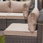 Outdoor Patio Furniture Sets with Propane Fire Pit Table, 10 Pieces Outdoor Furniture Patio Sectional Sofa Conversation Set w/ETL Approved 43" Gas Outdoor Fire Table & Coffee Table Brown.