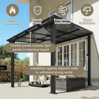 Aoxun 8' x 10' Gazebo for Patio, Gazebo Pergola with Sloped Roof, Large Wall-Mounted Heavy Duty Awnings, for Backyard, Deck, Patio (Gray Polycarbonate Panel)