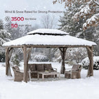 SUNJOY 12x16 Hardtop Wood Gazebo with Galvanized Steel Roof and Mosquito Netting, Outdoor Permanent Pavilion Cedar Gazebo for Backyard, Garden, Patio, Deck, Lawn