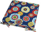 Magpie Fabrics Indoor Outdoor Waterproof Square Chair Cushion, 18" x 18" x 2.5", 2 Pack, Water Resistant Seat Cushions, for Patio Garden Office, Floral Navy