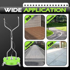 20" Pressure Washer Surface Cleaner with 4 Wheels - Coated Green Dual Handle Stainless Steel Surface Cleaner for Pressure Washer Attachment for Concrete, Patio, Sidewalk, Deck and Driveways - PWS20G