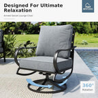 MFSTUDIO 6 Pieces Metal Patio Furniture Sets, 2 Swivel Chairs, 3-Seat Loveseat Sofa, 2 Patio Chairs & 1 Marbling Coffee Table, All Weather 7 Seats Outdoor Conversation Set for Garden Backyard, Grey