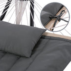 SUNCREAT Hammocks 2 Person Hammock with Hardwood Spreader Bar, Double Rope Hammock with Polyester Pad, Dark Gray