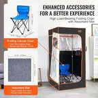 VEVOR Infrared Portable Sauna Tent, 1400W Personal Sauna Kit for Home Spa Heated Body Therapy, Time & Temperature Remote Control with Chair & Floor Mat, Black, 2.9’x 2.9’x 5.8’