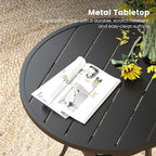 DIFY 3 Pieces Outdoor Patio Bistro Dining Set, 2 Brown Textilene Swivel Dining Chairs and 27.6" Black Small Round Dining Table, Outdoor Table and Chairs