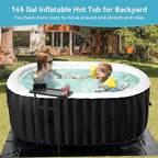 Inflatable Hot Tub with LED Lights, 2 Person Oval Portable Blow up Hot Tub Spa with Side Table, Leak-Proof PVC Outdoor Spa with 100 Air Jets, Heater Pump and Insulated Cover, 75” L X 47”W X 25”H