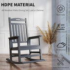 Kingdura Outdoor Rocking Chairs Set of 2, HDPE Plastic Patio Rocking Chair All-Weather Oversized Porch Rocker with High Back for Patio Outside Backyard Balcony (Grey)