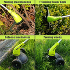 Aokia Weed Wacker Cordless for Lawn: 12V Electric String Trimmer with Wheel - Lightweight 2.0Ah Li-Ion Battery Powered for Yard, Garden, Hedge - Grass Edger with 2 Cutting Blade Types