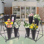 Flower Display Stand, Mobile Plant Cart shelve with Wheels, with Plastic Buckets, Easy to Install, Stepped Plant Stand, Suitable for Indoor and Outdoor Balcony Courtyard Garden Art Exhibitions ( Color