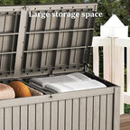 200GAL Brown Industrial - Grade Outdoor Deck Box with Lock Hole - Waterproof, SGS - Certified UV Protection, Built for Commercial Patio and Event Supply Storage, Quick Assembly
