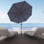 Midtown Umbrellas Wooden 2-8 Feet Outdoor Patio Umbrella, Terylast Light Navy Fabric, Aluminum Frame For Backyard Umbrella, Deck Umbrella, Garden Umbrella & Pool Umbrella - Wooden Pole