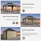 GREEN PARTY 12 X 16ft Hardtop Gazebo with Nettings and Curtains, Heavy Duty Double Roof Galvanized Steel, Outdoor Aluminum Gazebos Pergolas for Patios, Backyard, Deck, Garden, Lawns