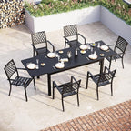 Sophia & William Expandable Patio Dining Table, Extra Large 99.2" L x 35.5" W Outdoor Dining Table for 6-10 Person Metal Rectangular Patio Table with E-Coating for Garden Porch Deck (Black)
