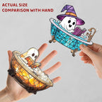 2 Boo Bathtub Acrylic Suncatchers, Gothic Cute Ghost Reading Book Window Hanging Ornaments, Halloween Horror Home Decor Witch Handmade Wall Art, Gift for Women Mom Friends Family
